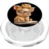 Bookworm Teacher Theme Library Reader Gr Piglet Libro Aperto Lettura Animale Amante Grafico Ritratto PopSockets PopGrip per MagSafe