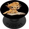 Bookworm Teacher Theme Library Reader Gr Baby Lizard Libro Aperto Lettura Rettile Grafica Ritratto Rotondo PopSockets PopGrip Adesivo