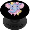 Kawaii Whimsical Pastel Barnyard Face Gr Occhiali rosa con simpatico ritratto floreale di maiale PopSockets PopGrip Adesivo