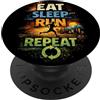 Runners Accessories Art Gifts for Women Corridore divertente da corsa, con scritta Eat Sleep Run Repeat, idea regalo PopSockets PopGrip Adesivo