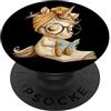 Bookworm Teacher Theme Library Reader Gr Ritratto grafico di fantasia della lettura del libro piccolo unicorno PopSockets PopGrip Adesivo