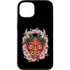 Japanese Oni Mask Aesthetic By TOKYO WAV Custodia per iPhone 13 Maschera Yokai Oni giapponese del demone del diavolo Hannya con fiori di ciliegio