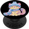 Cat Lover Kawaii Feline Character Graphi Gattino carino gatto inverno ritratto colorato grafico sorridente PopSockets PopGrip Adesivo