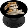 Teacher Student Reader Library Bookworm Coniglietto aperto lettura libro animale amante grafico ritratto coniglio PopSockets PopGrip Adesivo