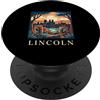 Lincoln Travel Art Studio Lincoln, Regno Unito, retro, vendemmia, cattedrale, orizzonte PopSockets PopGrip Adesivo