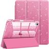 FINTIE Custodia per iPad Air 11 Pollici M4/M3/M2 (2026/2025/2024), iPad Air 5a/4a Gen 10,9 (2022/2020) con Portapenne - Antiurto Glittering Trasparente Cover con Auto Sveglia/Sonno, Magenta