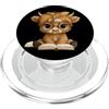 Bookworm Teacher Theme Library Reader Gr Bambino Mucca Libro Aperto Lettura Animale Amante Grafica Vitello Rotondo PopSockets PopGrip per MagSafe