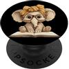 Teacher Student Reader Library Bookworm Baby Elephant Libro Aperto Lettura Animali Amante Grafica Grande PopSockets PopGrip Adesivo