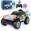 HERMORRYSS Macchina Telecomandata, 1:16 Macchina Radiocomandata con Luce a 7 Colori/Spray, 2,4 GHz Auto RC, 2 Batterie, Monster Truck Telecomandato, Giocattolo da Corsa per Bambini e Ragazzi (Blu)