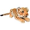 Tikwisdom Bambola di ghepardo sdraiata, peluche leopardato, per tema giungla, decorazione, coccole, regalo per ragazzi e ragazze, (giallo 30 cm)