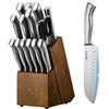 VEVOR Set di Coltelli da Cucina con Ceppo Portacoltelli in Legno e Acciaino da 15 pz in Acciaio Inossidabile ad Alto Tenore di Carbonio, Coltello da Cucina con Impugnatura Ergonomica, per Cuochi