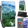 PHINIENLAND Cover per Xiaomi Redmi Note 14 Pro 4G/5G /Note 14 Pro+ 5G Case PU Pelle Custodia [Kickstand] [Chiusura magnetica] [Slot per Schede], Portafoglio Flip Custodia per Xiaomi Poco X7,Farfalla verde,Foresta