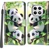 PHINIENLAND Cover per Xiaomi Redmi Note 15 4G/5G custodia portafoglio Pandas | 3 scomparti carte, 1 tasca banconote, Chiusura magnetica, Supporto, Pelle PU flip cover per Redmi Note 15 4G/5G