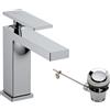 hansgrohe Tecturis E - Rubinetto per lavabo con scarico a tirante, risparmio energetico (CoolStart), Miscelatore lavabo risparmio idrico (EcoSmart) con altezza bocca 117 mm, cromo, 73014000