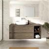 Parama Mobile bagno sospeso 130cm due cassetti con top e vano a giorno rovere scuro vintage wenge | Hexa