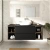 Parama Mobile bagno sospeso 120cm due cassetti nero opaco e due vani a giorno rovere vintage wenge con top | Hexa