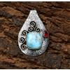 Fatto a mano Ciondolo gioiello in argento sterling 925 con pietra preziosa Larimar 2,55"
