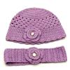 Cappello e Fascia per bimba 0 Mesi circ 32 cm in contone fatto a Uncinetto U51