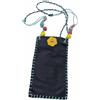 Borsa tracolla portacellure donna in vera pelle realizzato a mano blu flower C31
