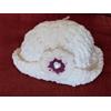 Cappello Uncinetto Bimba 3 Mesi 40 cm Ciniglia Bianco con Fiore - Artigianale