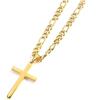Lifetime Bling Collana da uomo con ciondolo in oro lucido 18 carati, grande croce piatta e tinta unita, con catena cubana, regalo per uomo o donna, Largeur: 11 mm, Longueur: 56 à 71.1 cm, Oro