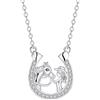 Hifeeled Cavallo e Ragazza Collana Donna Argento Sterling 925 Ciondolo Ferro di Cavallo, Regali per Donna Moglie Figlia - Regolabile |45cm+5|