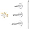 Limerencia F136 Gioielli da Piercing in Titanio Ipoallergenico 18G con Filettatura Interna, Orecchini a Perno G23 con Retro Piatto da 6mm 8mm 10mm per Donne Uomini, Trago, Cartilagine, Elica