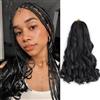 YUFEIHE French Curl Braiding Hair 14 Inch Loose Wavy 2 confezioni Black Crochet Hair Curly Braiding Hair Pre Stretched Braiding Hair Extensions (1B#, 14 Inch (Pack of 2))