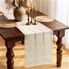 Liconico Runner da Tavola Beige Bianco, Boho Macramè in Cotone e Lino, Stile Country, Tovaglia Moderna per Tavolo da Pranzo, Cucina, Matrimoni, Feste Decorazioni Festive, 30x140 cm