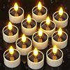 SoulBay Candele Solari per Esterni, 12 pezzi Impermeabili Candele Finte LED Solari Ricaricabili Fiamma Decorative Tea Light per Esterni Balcone Giardino Lanterna Stanza Natale Decorazioni Casa