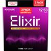 ELIXIR 16569 NANOWEB PHOSPHOR BRONZE PACK 3 MUTE PER CHITARRA ACUSTICA 12/53