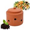 Relaxdays Compostiera per lombrichi Relaxdays da interrare, 3L, per scarti di Cucina, Coperchio, per Giardino & aiuola, Terracotta