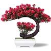 yoerm Piccole piante finte, bonsai artificiale in plastica, colore magenta, per casa, camera da letto, mensola da parete, scrivania, ufficio, casa colonica, decorazione per stanza, altezza 21,6 cm