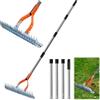 MeYuxg Rastrello per scarificatore, in metallo, con manico, 170 cm, regolabile, per la pulizia di totem erba, per giardino, cortile, prato