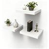 GZTGZMWG Set di 3 Mensole da Muro Parete Legno Bianco, Libreria Mensola Portaoggetti Sospesa Angolare da Muro per Cucina/Soggiorno/Cameretta/Bagno/Balcone/Bianca(Venature di Quercia) 25x22CM