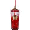 Blue Sky Studios Tazza in vetro con cappello e cannuccia, design rosso trasparente, regalo magico per i fan di Harry Potter