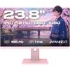 JapanNext Gaming Monitor 23,8 IPS Full HD (1920x1080) 165Hz 1ms Rosa Pastello | Altezza e inclinazione regolabili (HSP) Altoparlanti integrati G-Sync/FreeSync | JN-IPS238G165F-HSP-PK