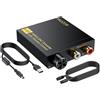 PROZOR D/A Convertitore Digitale ad Analogico Supporta Dolby Digital DTS PCM 5.1CH a 2CH Decodificatore DAC con Volume Regolabile Adattatore Audio Coassiale/SPDIF a RCA con Cavo 2RCA a 3.5mm