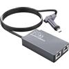 Leikurvo Adattatore Ethernet Gen 2, Adattatore Ethernet V2 RJ45 multiporta doppio per reti esterne cablate, Connessione di rete stabile per 2 dispositivi contemporaneamente - Fino a 1 Gbp