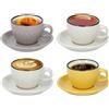 ALPINA Set 4 PZ Tazzine con Piattini da Caffe' e te' Alpina Colorate in Ceramica