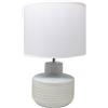 BAKAJI Lampada da Tavolo Lume Comodino Ceramica Tessuto Bianco Design Moderno Abatjour