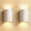 BAKAJI Set 2 Applique da Muro 2 Led Lampada a Parete Bianca Luce Bianco Caldo 4x6.5x4cm
