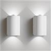 BAKAJI Set 2 Applique da Muro 2 Led Lampada a Parete Bianca Luce Bianco Freddo 4x6.5x4cm