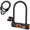 EBUYFIRE Lucchetto a U per bicicletta, Anti-furto A 4 cifre Serratura a combinazione con cavo, Lucchetto a cavo da 1,2 m per bicicletta, scooter elettrico, moto, porta