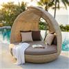 MIlani Home OFELLA - divano da giardino circolare completo di cuscino intreccio in rattan sintetico