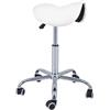 QUIRUMED Pony Sgabello 5 Ruote, Base Cromata, Colore Bianco, Rivestimento in Similpelle, Regolabile in Altezza, Leggero, Design Ergonomico, Girevole, Fino a 150 kg