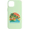 Bahamas Palm Wave Co Custodia per iPhone 14 Plus Bahamas Vacanza Retro Tramonto Spiaggia Tropicale Palme