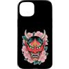 TOKYO WAVES Oni Mask Designs Custodia per iPhone 15 Plus Maschera Yokai Oni giapponese del demone del diavolo Hannya con fiori di ciliegio