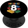 Building Block Birthday Boy Apparel & Gi Birthday Boy Building Blocks Mattone Theme Party 8th Birthday PopSockets PopGrip Adesivo