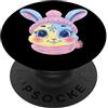 Whimsical Pastel Cold Weather Animal Gra Coniglietto sorridente inverno carino coniglio ritratto grafico rosa Pom PopSockets PopGrip Adesivo